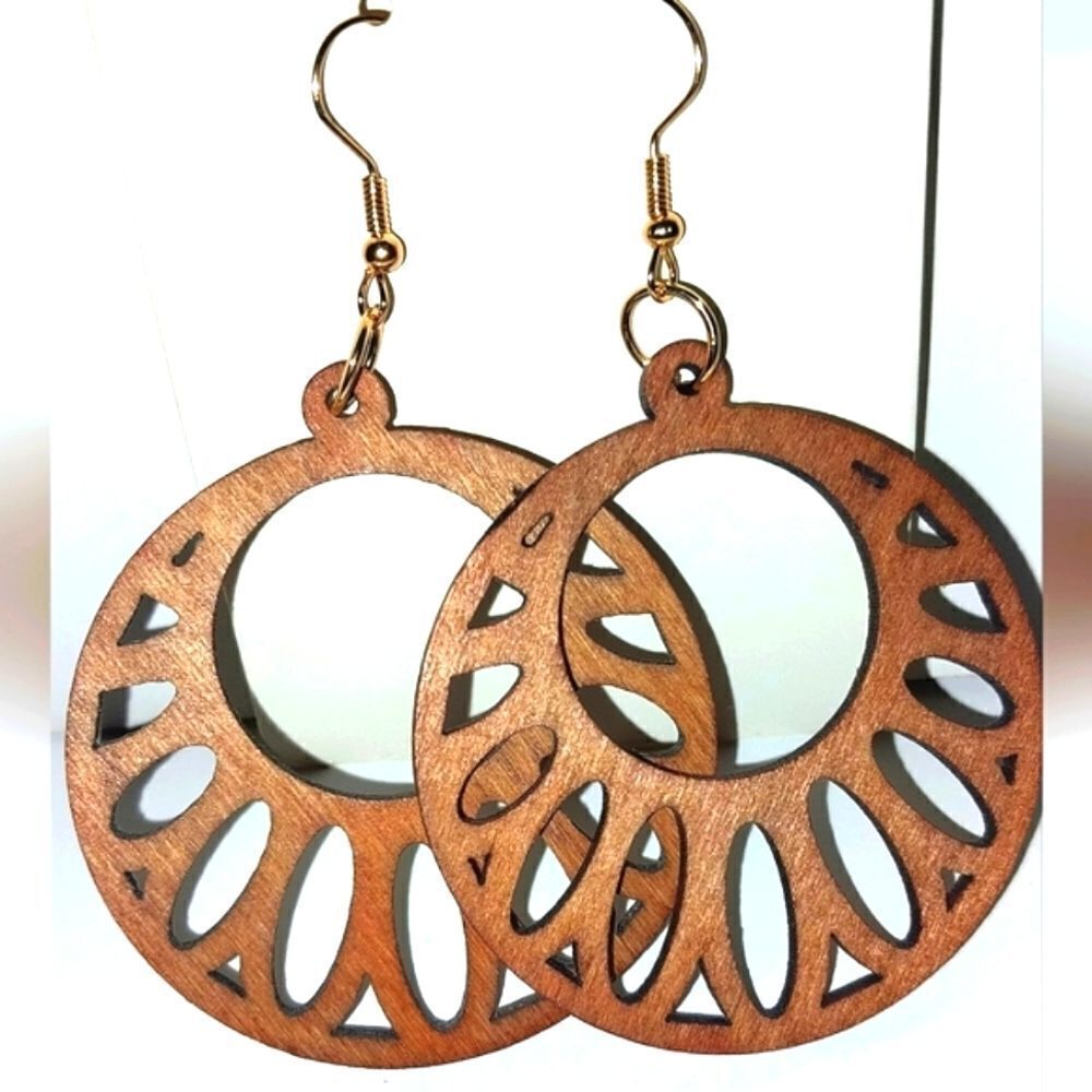 Gorgeous hollow wooden earrings